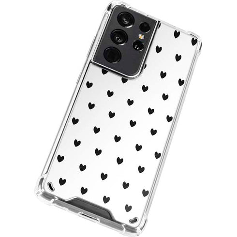 White and Black Hearts Galaxy S21 Ultra 5G Clear Case
